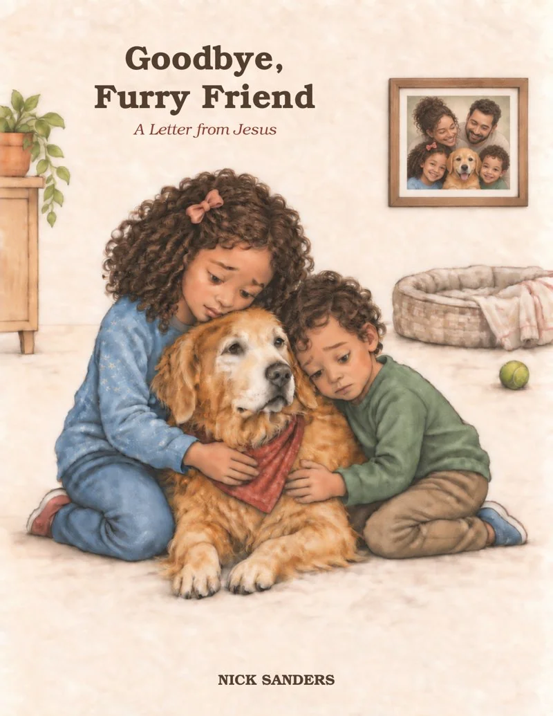 Book cover: Goodbye, Furry Friend, A Letter from Jesus, by Nick Sanders