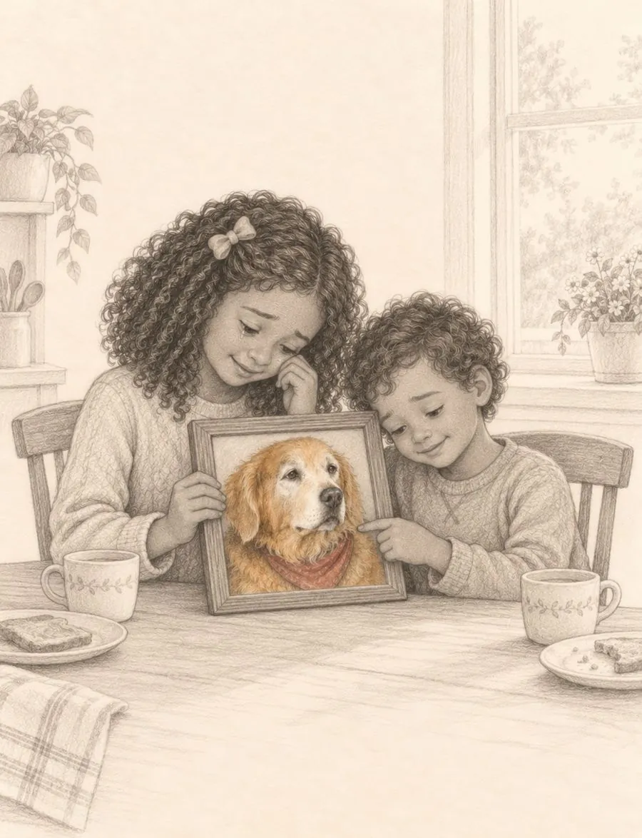 Pencil illustration from the book